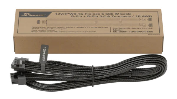 Seasonic 12VHPWR 600W Cable 2x 8-Pin to 16-Pin PCIe 5.0 for PRIME and FOCUS Series - SS-2X8P-12VHPWR-600