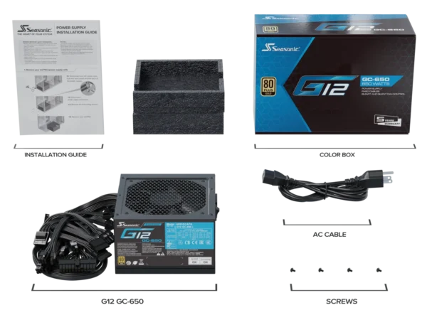 SSP-650RT2 2 Seasonic G12 GC-650 (2024) 80 PLUS Gold Non-Modular ATX Power Supply - SSP-650RT2
