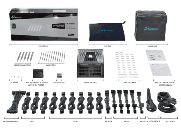 SSR-1300TR2 2 Seasonic PRIME TX-1300 80 PLUS Titanium Fully Modular ATX Power Supply ATX 3.0 & PCIe 5.1 Ready - SSR-1300TR2