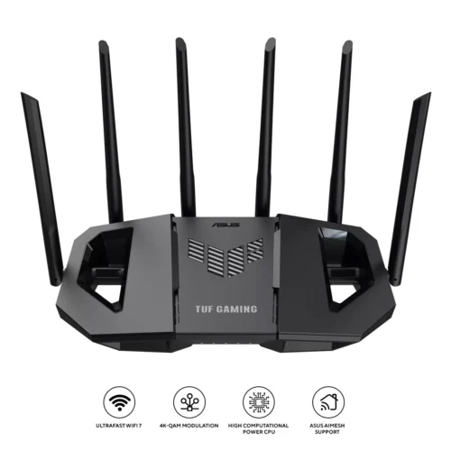ASUS TUF Gaming BE6500 Dual Band WiFi 7 Gaming Router with 4K-QAM and AiMesh - TUF-BE6500