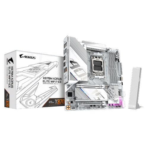 GIGABYTE X870M A ELITE WIFI7 ICE micro-ATX AMD X870 AM5 DDR5 PCIe 5.0 Motherboard - GA-X870M-A-ELITE-WF7-ICE