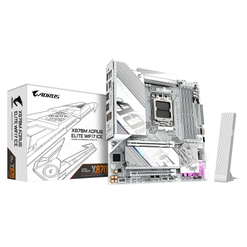 GIGABYTE X870M A ELITE WIFI7 ICE micro-ATX AMD X870 AM5 DDR5 PCIe 5.0 Motherboard - GA-X870M-A-ELITE-WF7-ICE
