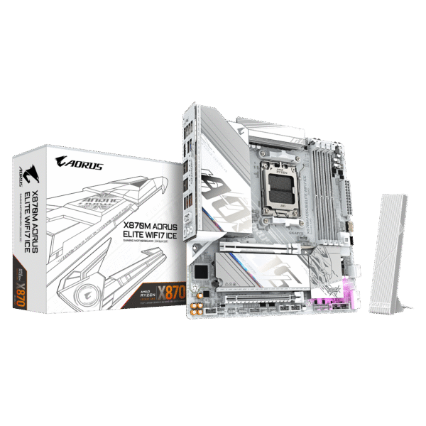 X870M AORUS ELITE WIFI7 ICE-01 GIGABYTE X870M A ELITE WIFI7 ICE micro-ATX AMD X870 AM5 DDR5 PCIe 5.0 Motherboard - GA-X870M-A-ELITE-WF7-ICE