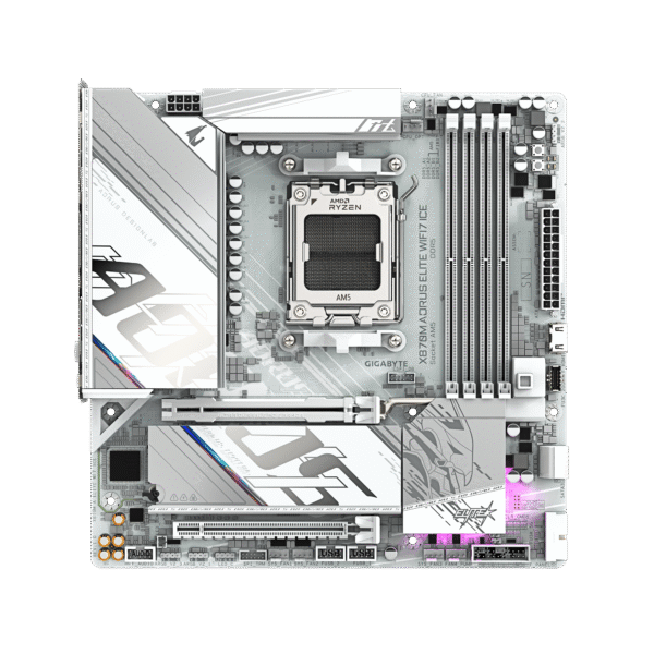 X870M AORUS ELITE WIFI7 ICE-02 GIGABYTE X870M A ELITE WIFI7 ICE micro-ATX AMD X870 AM5 DDR5 PCIe 5.0 Motherboard - GA-X870M-A-ELITE-WF7-ICE