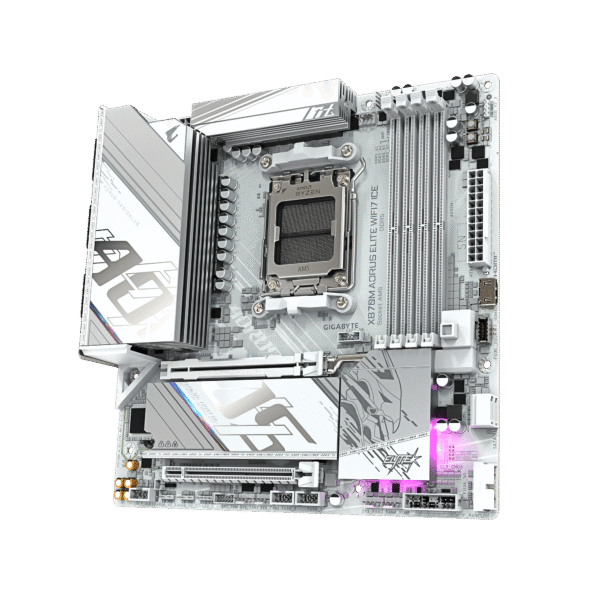 X870M AORUS ELITE WIFI7 ICE-03 GIGABYTE X870M A ELITE WIFI7 ICE micro-ATX AMD X870 AM5 DDR5 PCIe 5.0 Motherboard - GA-X870M-A-ELITE-WF7-ICE