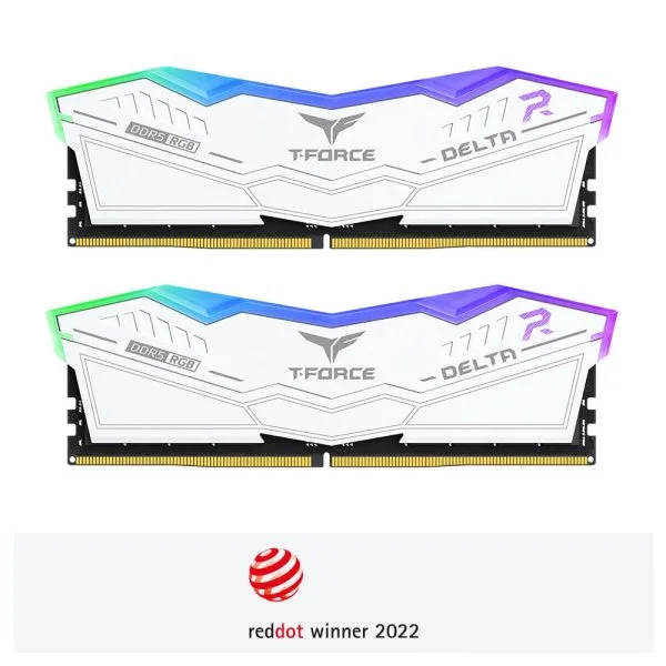 TEAMGROUP T-Force Delta RGB DDR5 64GB (2x32GB) 6400MHz CL30 RGB White - FF4D564G6400HC30CDC01