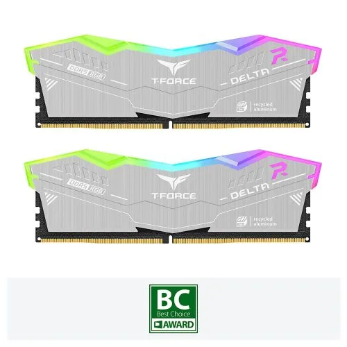 TEAMGROUP T-Force Delta RGB DDR5 32GB (2x16GB) 6400MHz CL32 RGB Eco Silver - FF2D532G6400HC32ADC01