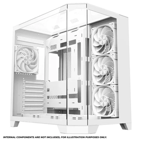 Coolman Zentra Luxe ATX Vision PC Case White with Tempered Glass Panels and 360mm AIO Support - COOLMAN ZENTRA LUXE WHITE