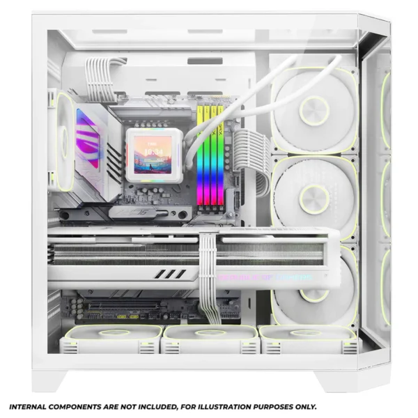 Coolman Zentra Luxe ATX Vision PC Case White with Tempered Glass Panels and 360mm AIO Support - COOLMAN ZENTRA LUXE WHITE