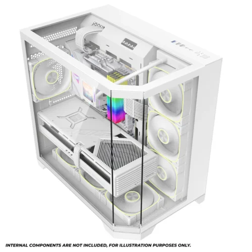 Coolman Zentra Luxe ATX Vision PC Case White with Tempered Glass Panels and 360mm AIO Support - COOLMAN ZENTRA LUXE WHITE