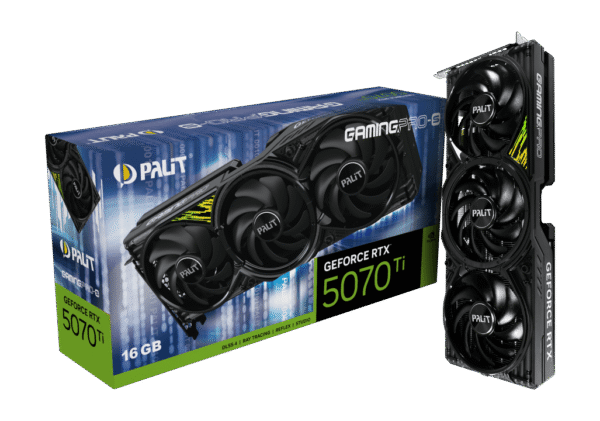 Palit GeForce RTX 5070 Ti GamingPro-S (Slim) 16GB GDDR7 Graphics Card with NVIDIA Blackwell and DLSS 4 - NE7507T019T2-GB2031U