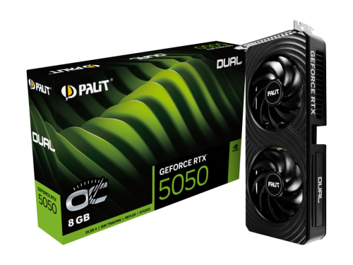 Palit GeForce RTX 5050 Dual OC 8GB GDDR6 2647MHz 2560 CUDA 128-bit PCIe 5.0 HDMI 2.1b DP2.1b - NE65050S19P1-GB2070D