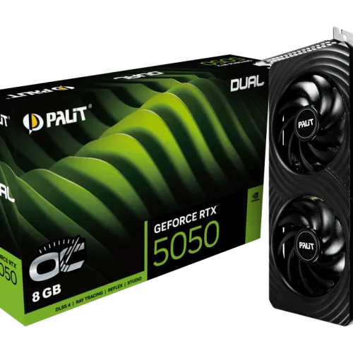 Palit GeForce RTX 5050 Dual OC 8GB GDDR6 2647MHz 2560 CUDA 128-bit PCIe 5.0 HDMI 2.1b DP2.1b - NE65050S19P1-GB2070D