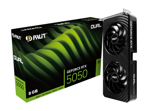 Palit GeForce RTX 5050 Dual 8GB GDDR6 2572MHz 2560 CUDA 128-bit PCIe 5.0 HDMI 2.1b DP2.1b - NE65050019P1-GB2070D