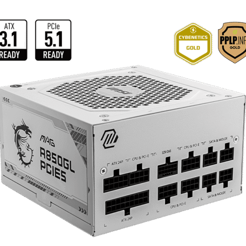 MSI MAG A850GL PCIE5 WHITE 850W 80 PLUS Gold Fully Modular Power Supply - MAG A850GL PCIE5 WHITE