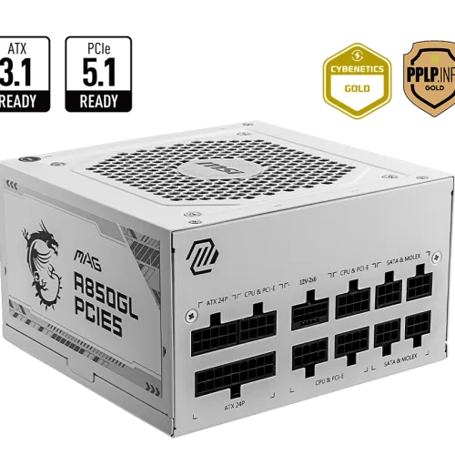 MSI MAG A850GL PCIE5 WHITE 850W 80 PLUS Gold Fully Modular Power Supply - MAG A850GL PCIE5 WHITE