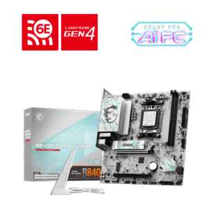 MSI B840M GAMING WIFI6E WHITE AM5 mATX Motherboard DDR5 8000+ MT/s PCIe 4.0 Wi-Fi 6E - B840M GAMING WIFI6E