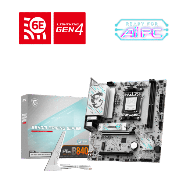 1024 (3) MSI B840M GAMING WIFI6E WHITE AM5 mATX Motherboard DDR5 8000+ MT/s PCIe 4.0 Wi-Fi 6E - B840M GAMING WIFI6E