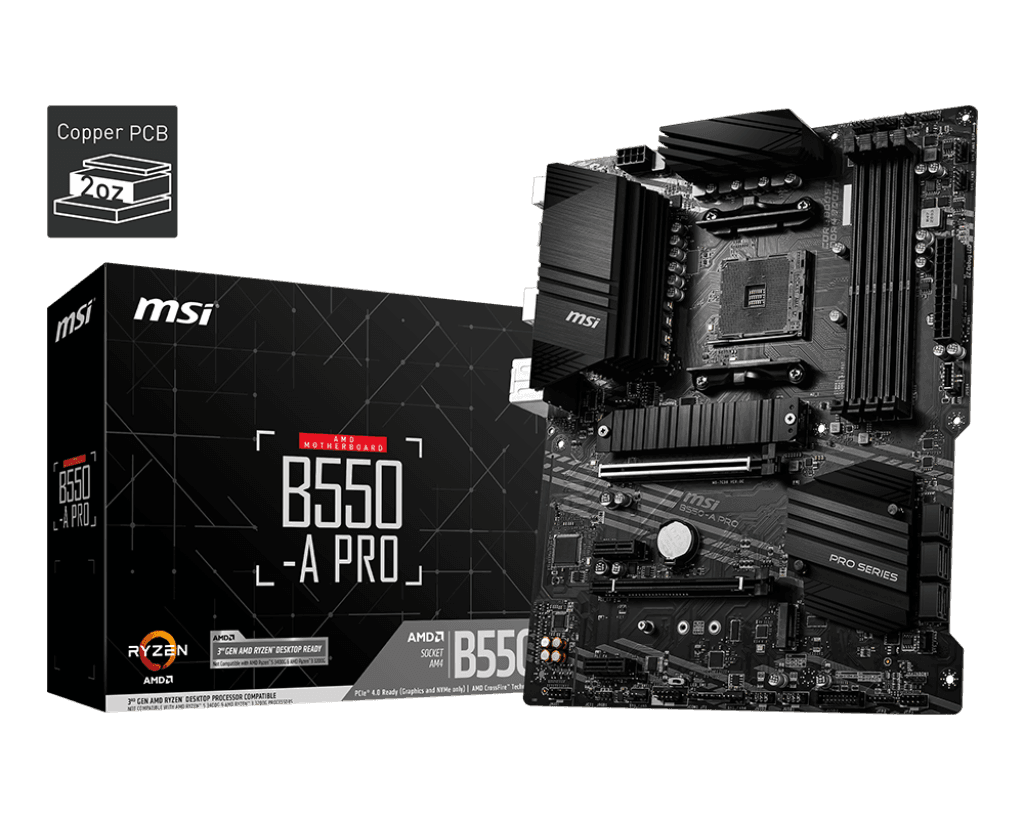 MSI B550-A PRO AM4 ATX Motherboard DDR4 4400+ MHz PCIe 4.0 CrossFire – B550-A PRO