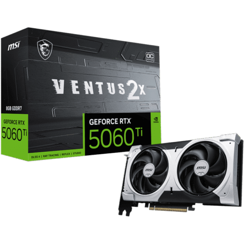 MSI GeForce RTX 5060 Ti 8G VENTUS 2X OC PLUS Graphics Card with NVIDIA Blackwell, 8GB GDDR7, 4608 CUDA Cores, DLSS 4, Dual-Fan STORMFORCE Cooling