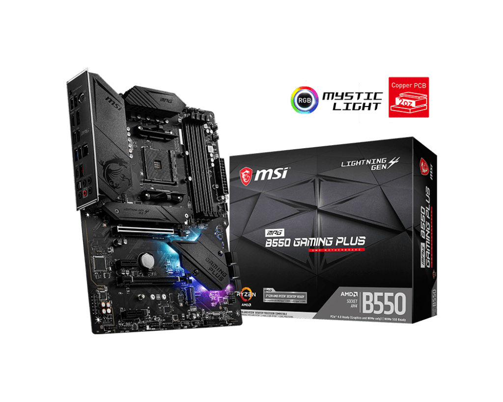 MSI MPG B550 GAMING PLUS AM4 ATX Motherboard DDR4 4400+ MHz PCIe 4.0 CrossFire – MPG B550 GAMING PLUS