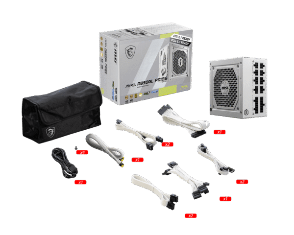 MSI MAG A850GL PCIE5 WHITE 850W 80 PLUS Gold Fully Modular Power Supply - MAG A850GL PCIE5 WHITE