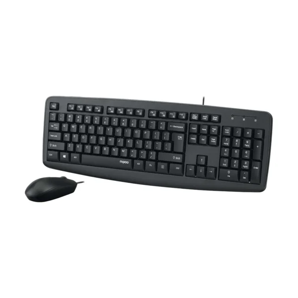 2000-2 Rapoo NX1600 USB Wired Keyboard and Mouse Combo Spill-Resistant 1600 DPI Ergonomic Ambidextrous Black