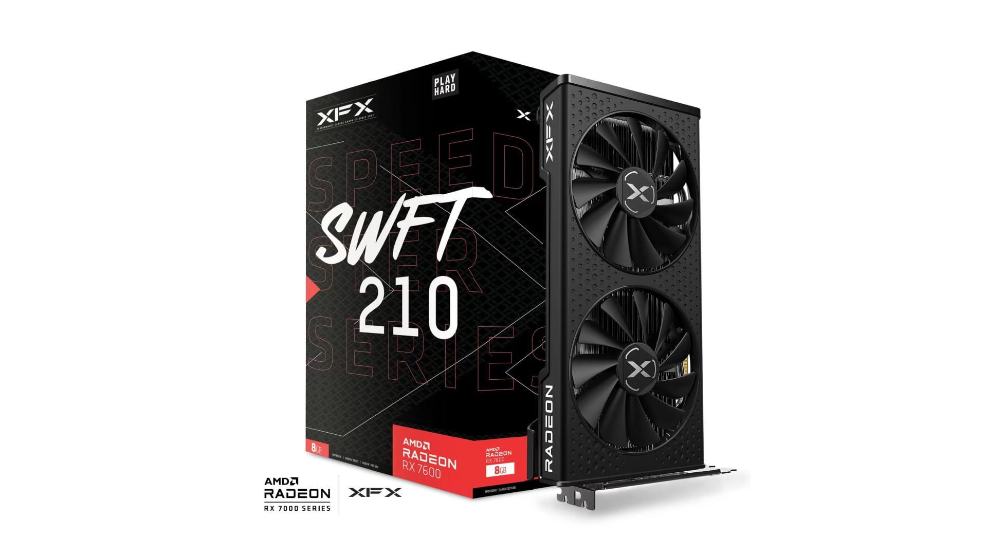 XFX Speedster SWFT 210 Radeon RX 7600 Core Edition 8GB GDDR6 Black PCIe 4.0 2655MHz Boost Dual Fan &...