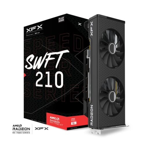 XFX Speedster SWFT210 Radeon RX 7700 XT Core Edition 12GB GDDR6 Black PCIe 4.0 2544MHz Boost with Dual Fan - RX-77TSWFTFP