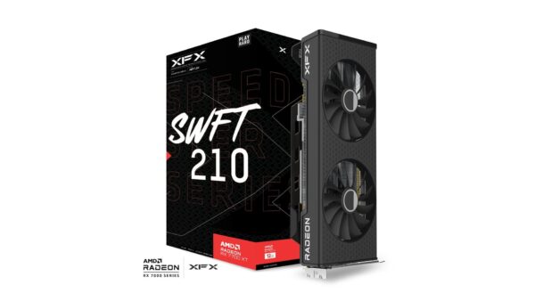 XFX Speedster SWFT210 Radeon RX 7700 XT Core Edition 12GB GDDR6 Black PCIe 4.0 2544MHz Boost with Dual Fan - RX-77TSWFTFP