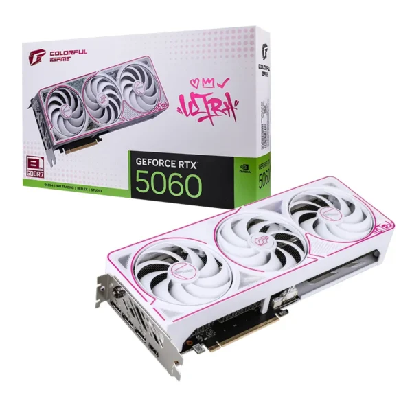 Colorful iGame GeForce RTX 5060 Ultra W OC 8GB-V Graphics Card, NVIDIA Blackwell, 3840 CUDA Cores, 8GB GDDR7, PCIe 5.0, Ultra Cooling, RGB Lighting, DLSS 4 - COLORFUL IGAME GEFORCE RTX5060 ULTRA WHITE OC 8GB-V