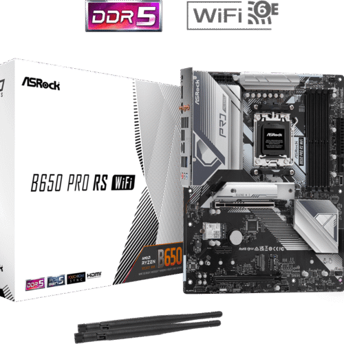 ASRock B650 Pro RS WiFi ATX Motherboard, AMD B650, AM5 Socket, DDR5 7200+(OC), PCIe 4.0, WiFi 6E, 2.5G LAN, Realtek ALC897 Audio, USB 3.2 Gen2x2