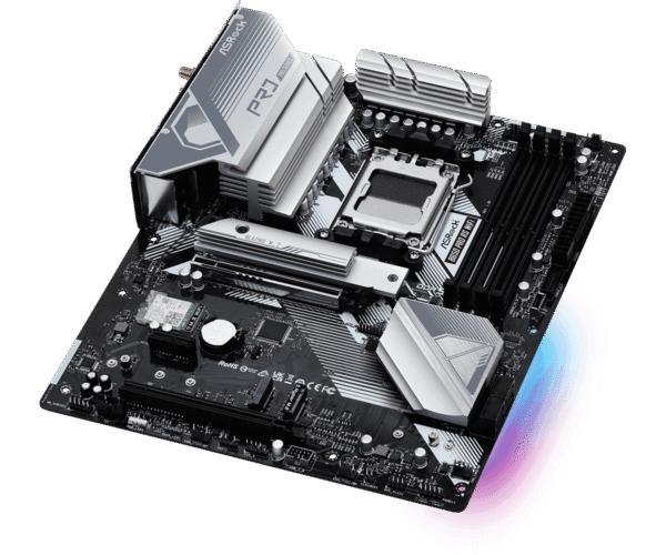 ASRock B650 Pro RS WiFi ATX Motherboard, AMD B650, AM5 Socket, DDR5 7200+(OC), PCIe 4.0, WiFi 6E, 2.5G LAN, Realtek ALC897 Audio, USB 3.2 Gen2x2