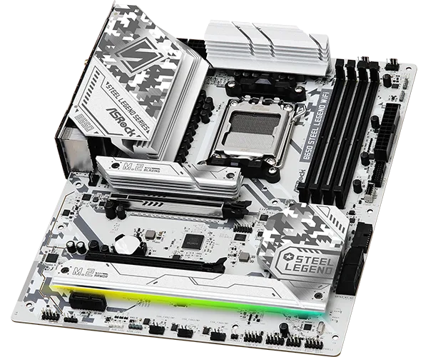 ASRock B650 Steel Legend WiFi ATX Motherboard, AMD B650, AM5 Socket, DDR5 7200+(OC), PCIe 5.0, WiFi 6E, 2.5G LAN, Realtek ALC4082 Audio, USB 3.2 Gen2x2