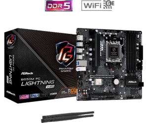 ASRock B650M PG Panthom Gaming Lightning WiFi Micro ATX Motherboard, AMD B650, AM5 Socket, DDR5 7200+(OC), PCIe 4.0, Blazing M.2 Gen5, WiFi 6E, 2.5G LAN, Realtek ALC897 Audio, USB 3.2 Gen2 Type-C
