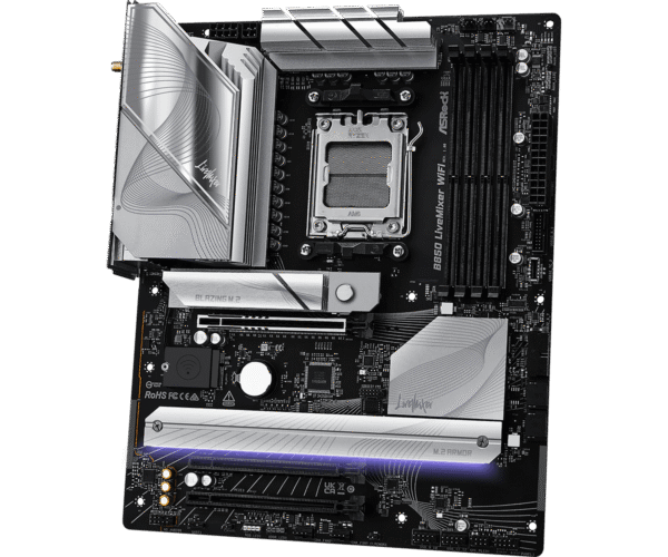 ASRock B850 LiveMixer WiFi ATX Motherboard, AMD B850, AM5 Socket, DDR5 8000+(OC), PCIe 5.0, WiFi 7, 2.5G LAN, Realtek ALC1220 Audio, 23 USB Ports