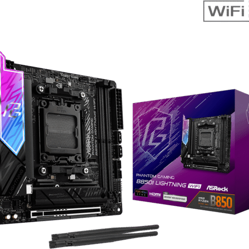 ASRock Phantom Gaming B850I Lightning WiFi Mini-ITX Motherboard, AMD B850, AM5 Socket, DDR5 8200+(OC), PCIe 5.0, WiFi 6E, Killer 2.5G LAN, Realtek ALC1220 Audio - ASROCK B850I LIGHTING WIFI