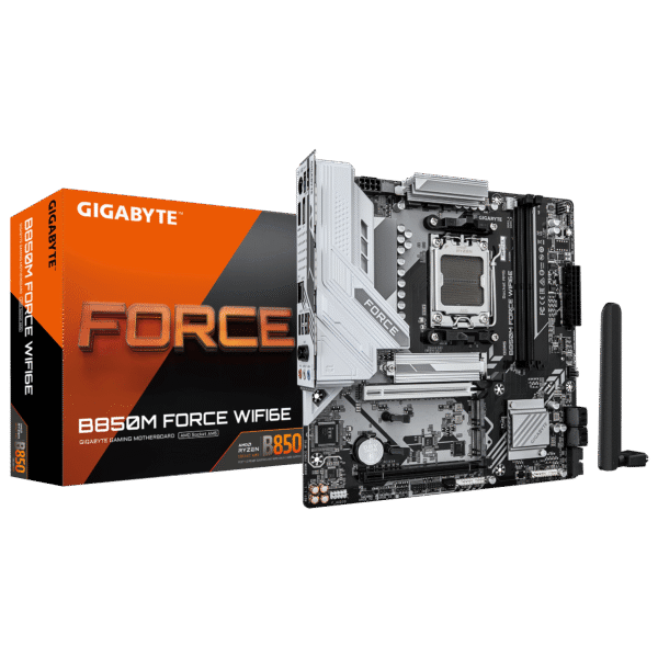 B850M FORCE WIFI6E-01 Gigabyte B850M FORCE WIFI6E AM5 Micro ATX Motherboard DDR5 9600MT/s PCIe 5.0 Wi-Fi 6E 2.5GbE LAN - GA-B850M-FORCE-WF6E