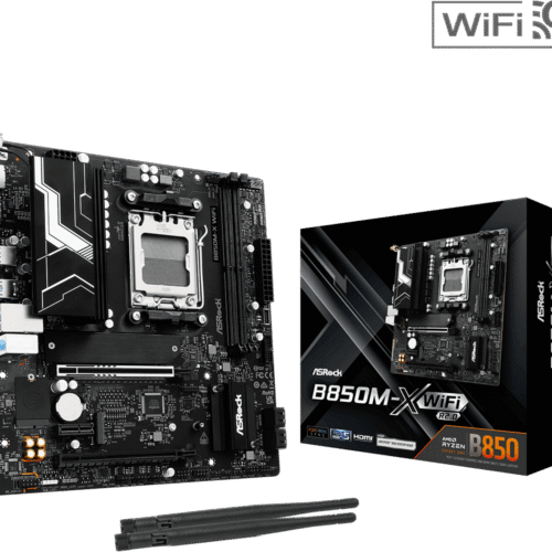 ASRock B850M-X WiFi R2.0 Micro ATX Motherboard, AMD B850, AM5 Socket, DDR5 8200+(OC), PCIe 5.0, WiFi 6E, Dragon 2.5G LAN, Realtek ALC897 Audio