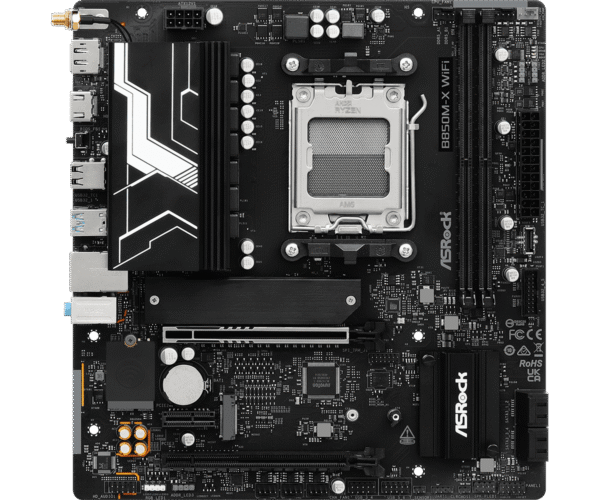 ASRock B850M-X WiFi R2.0 Micro ATX Motherboard, AMD B850, AM5 Socket, DDR5 8200+(OC), PCIe 5.0, WiFi 6E, Dragon 2.5G LAN, Realtek ALC897 Audio