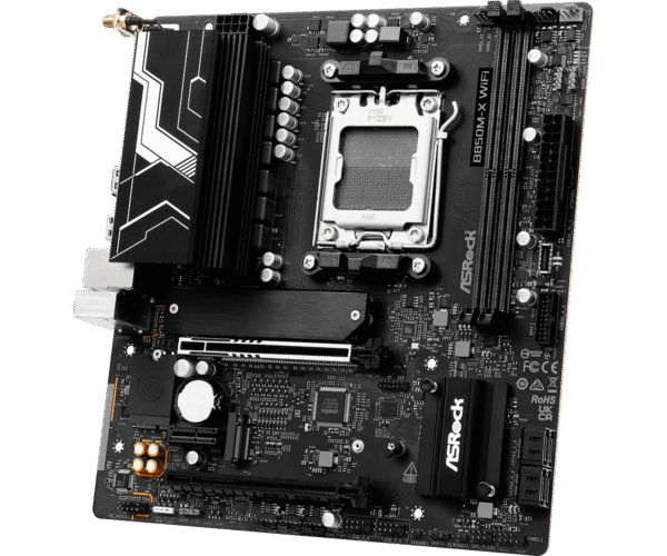 ASRock B850M-X WiFi R2.0 Micro ATX Motherboard, AMD B850, AM5 Socket, DDR5 8200+(OC), PCIe 5.0, WiFi 6E, Dragon 2.5G LAN, Realtek ALC897 Audio