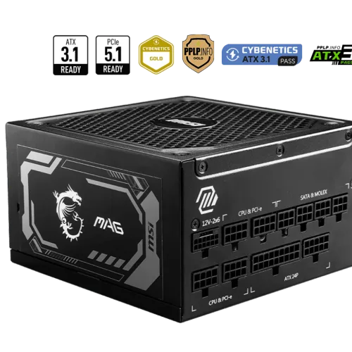 MSI MAG A1250GL PCIE5 1250W 80 PLUS Gold Fully Modular Power Supply - MAG A1250GL PCIE5