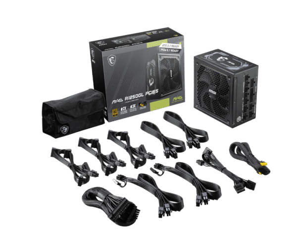 MSI MAG A1250GL PCIE5 1250W 80 PLUS Gold Fully Modular Power Supply - MAG A1250GL PCIE5