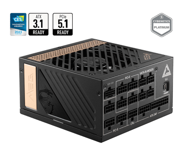 MSI MEG Ai1300P PCIE5 1300W 80 PLUS Platinum Fully Modular Power Supply - MEG Ai1300P PCIE5