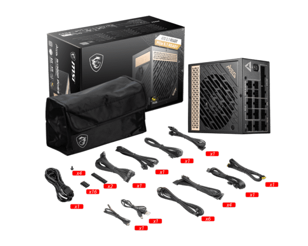 MSI MEG Ai1300P PCIE5 1300W 80 PLUS Platinum Fully Modular Power Supply - MEG Ai1300P PCIE5