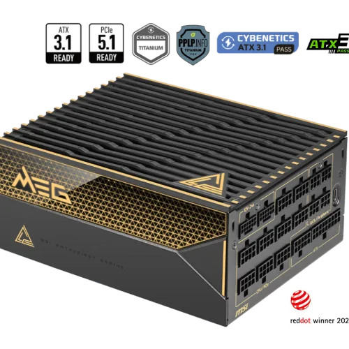 MSI MEG Ai1600T PCIE5 1600W 80 PLUS Titanium Fully Modular Power Supply - MEG Ai1600T PCIE5