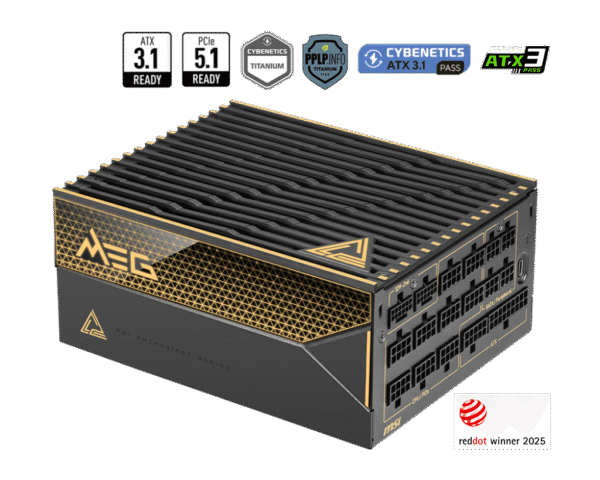 MSI MEG Ai1600T PCIE5 1600W 80 PLUS Titanium Fully Modular Power Supply - MEG Ai1600T PCIE5