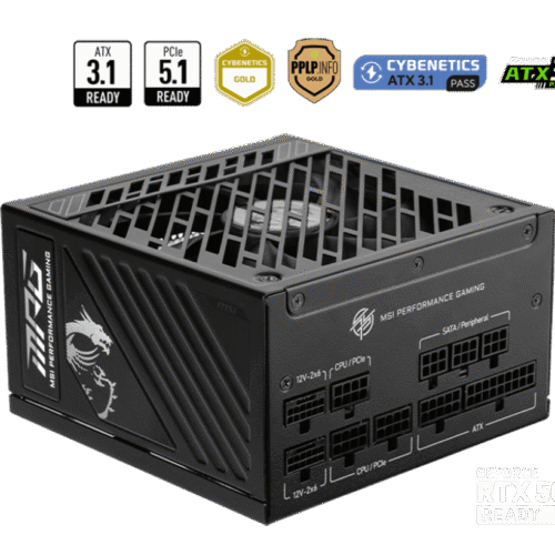 MSI MPG A1250GS PCIE5 1250W 80 PLUS Gold Fully Modular Power Supply - MPG A1250GS PCIE5