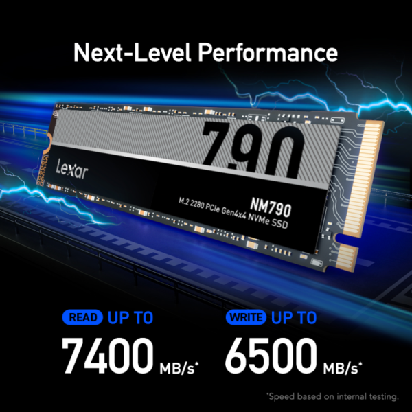 Lexar NM790 NVMe PCIe 4.0 Gen4 SSD M.2 2280 1TB 2TB 4TB 8TB (With or Without Heatsink) Up to 7400MB/s Read 6500MB/s Write 1000K IOPS 232-Layer TLC NAND