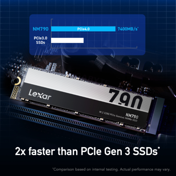 Lexar NM790 NVMe PCIe 4.0 Gen4 SSD M.2 2280 1TB 2TB 4TB 8TB (With or Without Heatsink) Up to 7400MB/s Read 6500MB/s Write 1000K IOPS 232-Layer TLC NAND